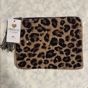 NWT 1968&CO Beaded Leopard Print Clutch